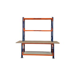 Bastor® HX werktafel 2.550 x 1.000 x 844mm, v.v. 4 niveaus. blauw/oranje, nieuw